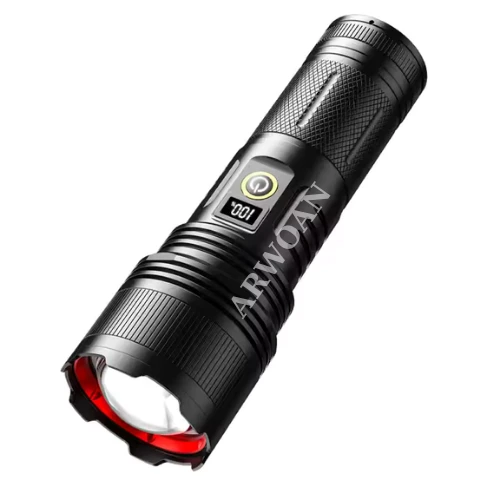 ARWOAN 40W süper güçlü 2000 lümen beyaz lazer uzun mesafe Torch el feneri ile LCD ekran