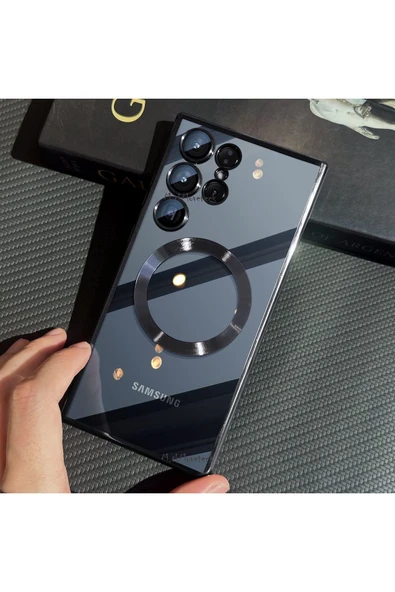 Galaxy S24 Ultra 5g Kılıf Magsafe Wirelles Şarj Destekli Parlak Renkli Kenarlı Arkası Şeffaf ürün görseli