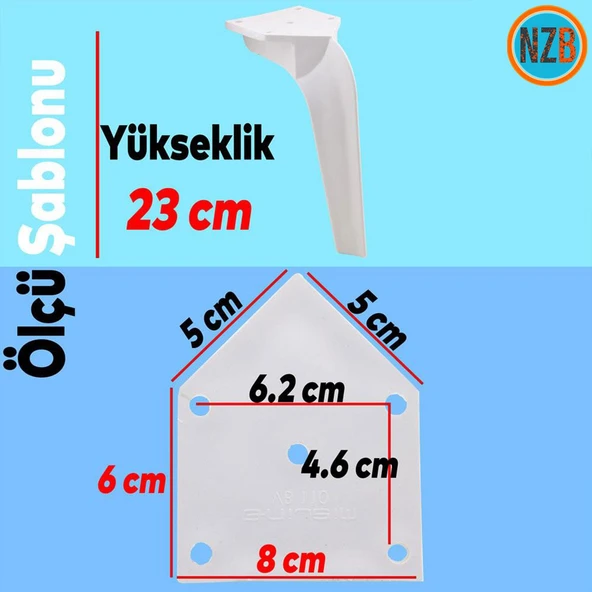 Mobilya Kanepe Tv Ünitesi Koltuk Ayağı 23 Cm Beyaz Konsol Ayakları - Resim 2