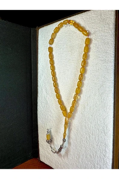 ATEŞ KEHRİBAR TESBİH SARI HARELİ KAPSÜL KESİM T-228 - 2