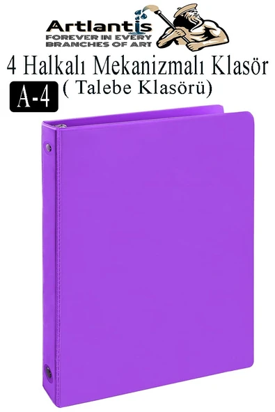 4 Halkalı Klasör 1 Adet A4 PVC Öğrenci ve Ofis Tipi Evrak Sunum Klasörü İç Cepli Otomatik Mekanizmalı Büro Okul Arşivle - 5