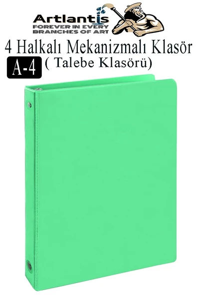 4 Halkalı Klasör 1 Adet A4 PVC Öğrenci ve Ofis Tipi Evrak Sunum Klasörü İç Cepli Otomatik Mekanizmalı Büro Okul Arşivle - 2