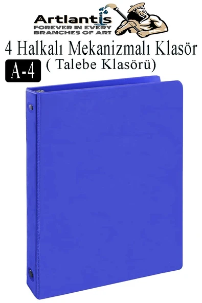 4 Halkalı Klasör 1 Adet A4 PVC Öğrenci ve Ofis Tipi Evrak Sunum Klasörü İç Cepli Otomatik Mekanizmalı Büro Okul Arşivle - 4