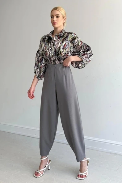 Beli Lastikli Saten Gömlek - Yeşil - 2