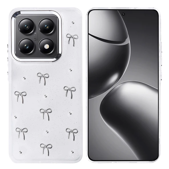 Xiaomi 14T Pro Kılıf Airbag Tasarımlı Simli Şeffaf  Kutup Kapak - Resim 2