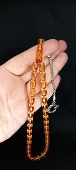 ATEŞ KEHRİBAR TESBİH BAL RENKLİ KAPSÜL KESİM T-184