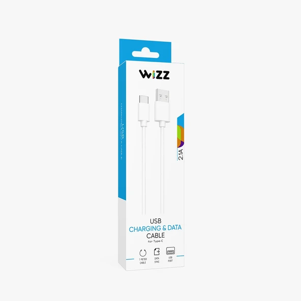 Wizz Type-C Hızlı Şarj Kablosu Ve Veri Aktarımı 2.1A Beyaz 100cm WK202B - 3