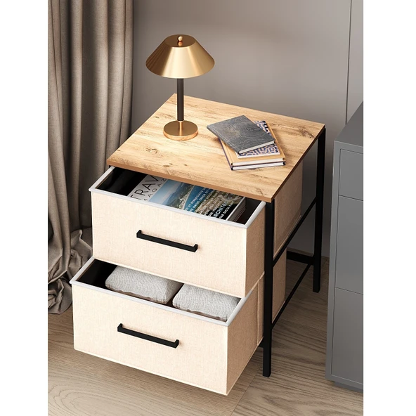 2 Çekmeceli Çok Amaçlı Dolap Komodin Sehpa Çam 1589 - 2