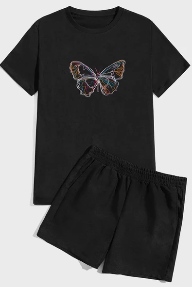 Butterfly  Baskı Şort Takım