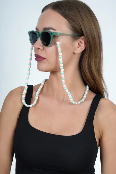 Yeşil Kalp Love Renkli Gözlük Zinciri - 4