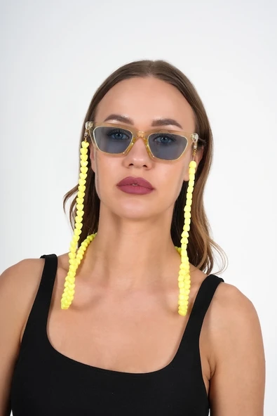Sarı Kalp Love Renkli Gözlük Zinciri - 3