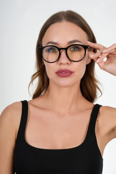 Yuvarlak Siyah Olivier Philippe Mavi Işık Koruyucu Gözlük - 2