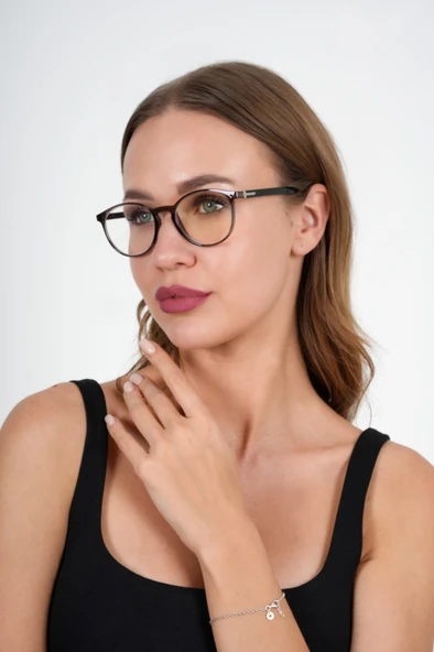 Kahve Yuvarlak Olivier Philippe Mavi Işık Koruyucu Gözlük - 5