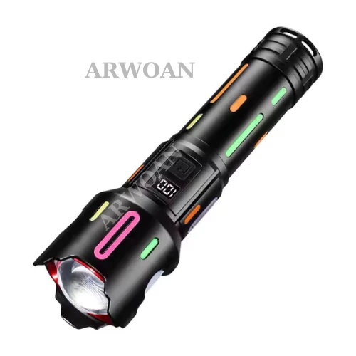 ARWOAN Çok fonksiyonlu LED taktik el feneri USB şarj edilebilir alüminyum alaşımlı gövde