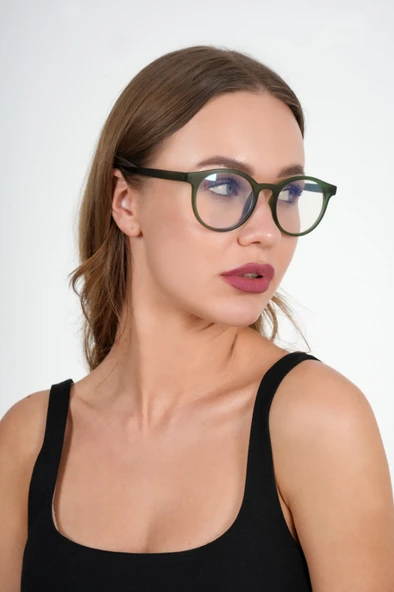 Yuvarlak Yeşil Olivier Philippe Mavi Işık Koruyucu Gözlük - 2