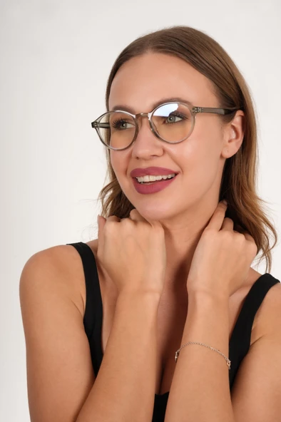 Lila Yuvarlak Mavi Işık Koruyucu Gözlük - 5