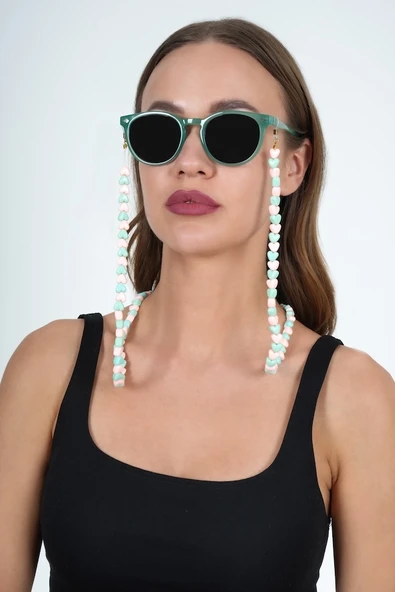 Yeşil Kalp Love Renkli Gözlük Zinciri - 3