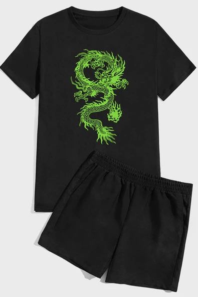 Chinese Dragon  Baskı Şort Takım