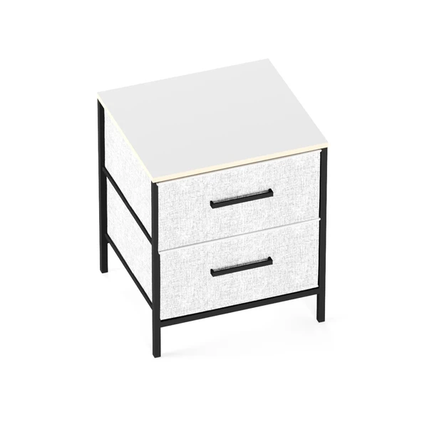 2 Çekmeceli Çok Amaçlı Dolap Komodin Sehpa Gri 1588 - 6