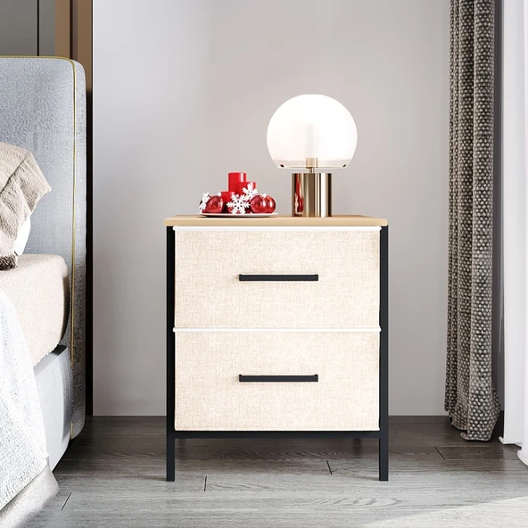 2 Çekmeceli Çok Amaçlı Dolap Komodin Sehpa Çam 1589 - 5