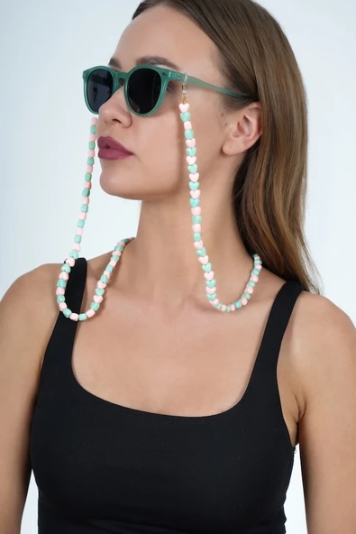 Yeşil Kalp Love Renkli Gözlük Zinciri - 2