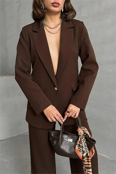 Dipmoda kadın gold düğme detaylı blazer ceket DPG077 - 2