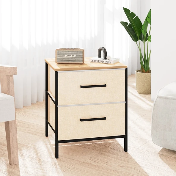 2 Çekmeceli Çok Amaçlı Dolap Komodin Sehpa Çam 1589 - 4