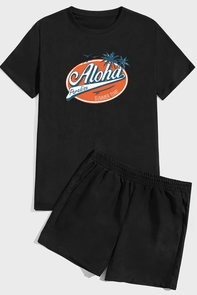 Aloha Baskı Şort Takım