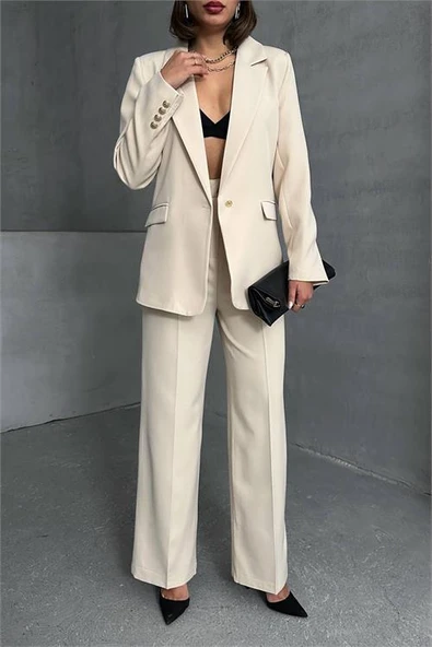 Dipmoda kadın gold düğme detaylı blazer ceket DPG077 - 5
