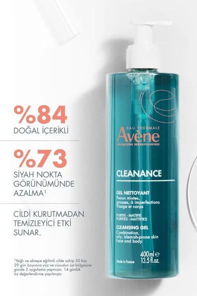 Avene Cleanance Yağlı ve Akneye Eğilimli Ciltler için Matlaştırıcı Temizleme Jeli 400 ml - Resim 4