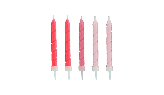 Pembe Renkli Spiral Mum 9 cm 10 Adet