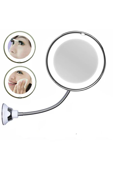 Flexible 10x Zoomlu Esnek Işıklı Çerçeveli Makyaj Aynası