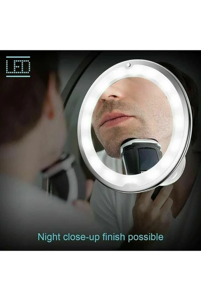 Flexible 10x Zoomlu Esnek Işıklı Çerçeveli Makyaj Aynası - 2