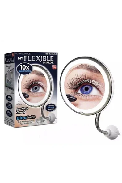 Flexible 10x Zoomlu Esnek Işıklı Çerçeveli Makyaj Aynası - 4