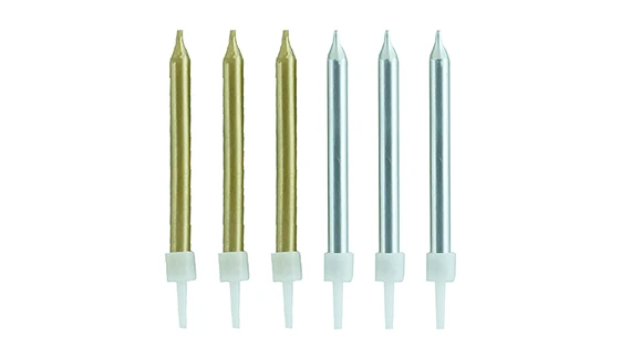 Gold Gümüş Karışık Mum 6 cm 10 Adet ürün görseli 1