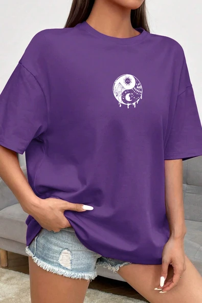 Unisex Yin & Yang Baskılı T-shirt - Resim 11