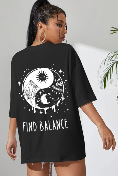 Unisex Yin & Yang Baskılı T-shirt ürün görseli