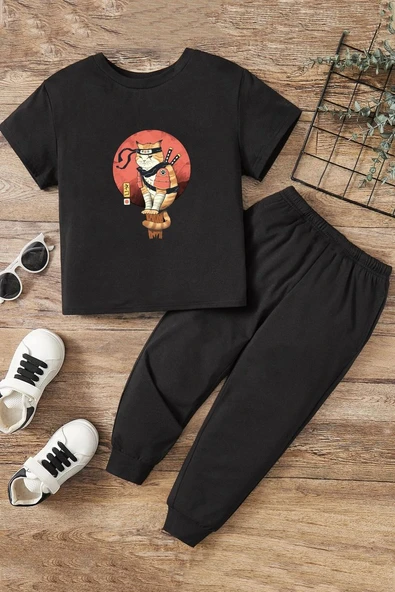 Çocuk Shinobi Kedi Alt - Üst Eşofman Takımı - Resim 3