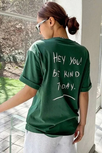Unisex Hey you Baskılı T-shirt - 2