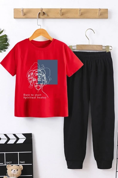 Çocuk Minimal line drawing Alt - Üst Eşofman Takımı ürün görseli 1