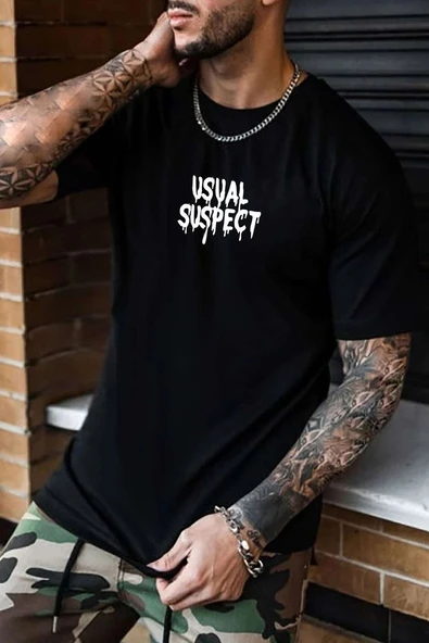 Unisex Usual Suspect Baskılı T-shirt