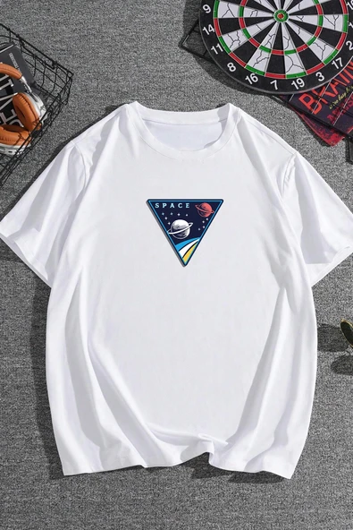 Unisex Space Baskılı T-shirt - Resim 9