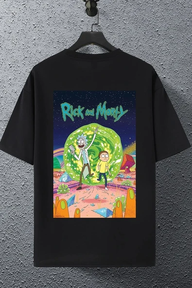 Unisex Rick and Morty Baskılı T-shirt - Resim 2