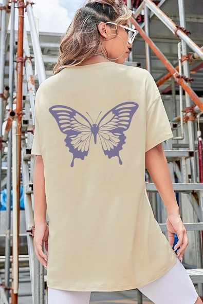 Unisex Butterfly Baskılı T-shirt - Resim 2