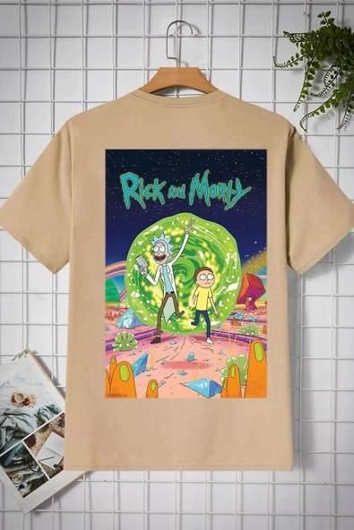 Unisex Rick and Morty Baskılı T-shirt - Resim 4