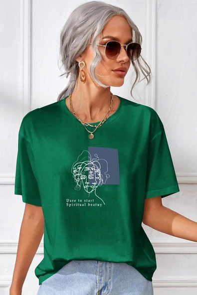 Unisex Minimal line drawing Baskılı T-shirt - Resim 3