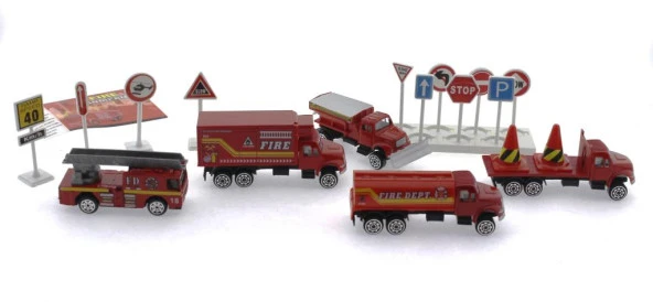 Die Cast Metal 20 Parça İtfaiye Seti - Tankerli - 3