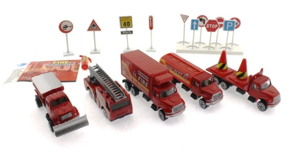 Die Cast Metal 20 Parça İtfaiye Seti - Tankerli - 4