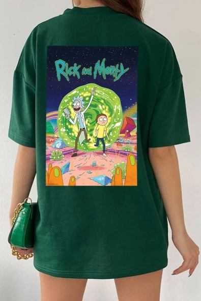 Unisex Rick and Morty Baskılı T-shirt - Resim 9
