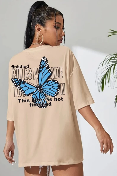Unisex Kelebek Sırt Baskılı T-shirt - 9
